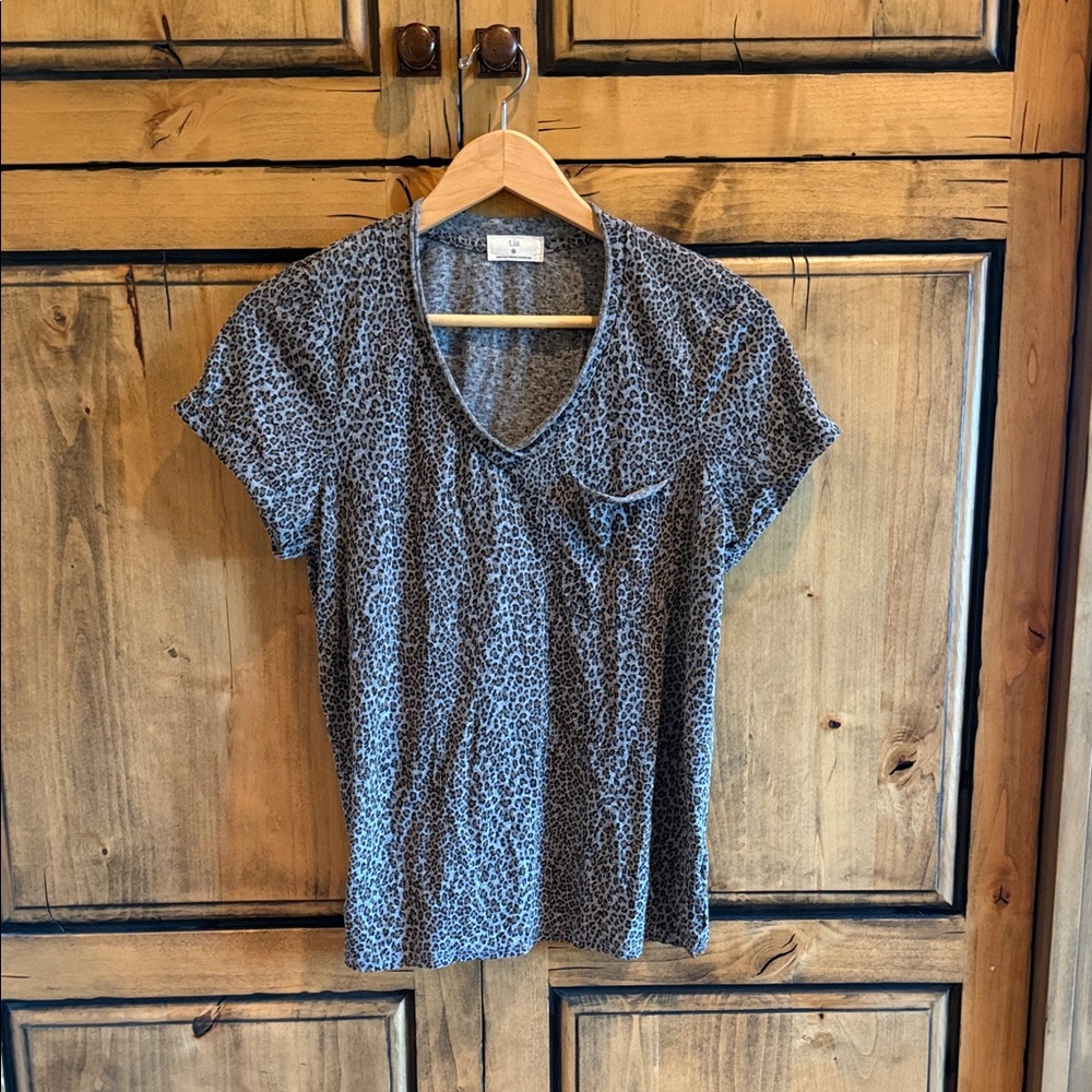 Gray Leopard Print Women's Top